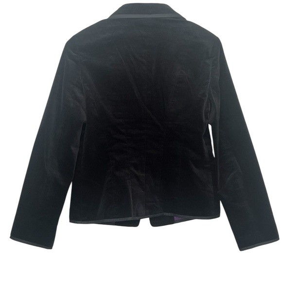 Ann Taylor Black Velvet A-Line Blazer Gothic Dark Academia Purple Lined Size 6 - Picture 2 of 6